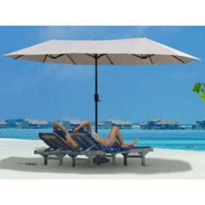 13 FT Large Patio Umbrella, Outdoor Double-Sided Table Market Umbrellas w/Crank Handle, 12 Heavy-Duty Ribs, 13 FT Patio Umbrella